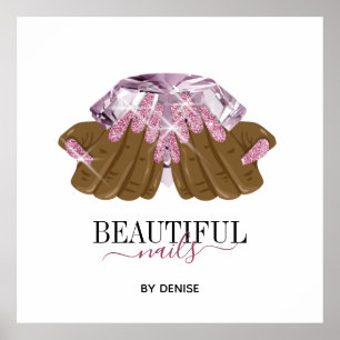 ホログラフィックネイルサロン女性手爪、 ネイル技術者 ポスター