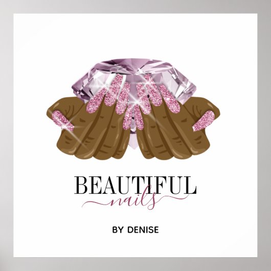 ホログラフィックネイルサロン女性手爪、 ネイル技術者 ポスター (正面)