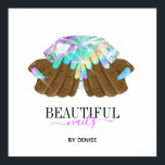 ホログラフィックネイルサロン女性手爪、 ネイル技術者 ポスター<br><div class="desc">このモダントレンディーとシックな手描き女性の手でダイヤモンドとグリッターピンクの爪、 ネイルは、あなたのネイルサロンと爪、 ネイル技術者のビジネスに最適である。このもしグラフィックのロゴデザインを連絡お望みはsavanamm@gmail.comでフォイル詳細を模擬した作品。この製品の製造に実際の箔は使用されない。</div>