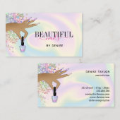 ホログラフィックネイルサロン女性手爪、 ネイル技術者 名刺 (正面/裏面)