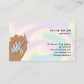 ホログラフィックネイルサロン女性手爪、 ネイル技術者 名刺 (裏面)