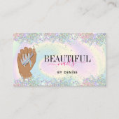 ホログラフィックネイルサロン女性手爪、 ネイル技術者 名刺 (正面)