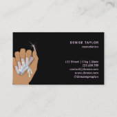 ホログラフィックネイルサロン女性手爪、 ネイル技術者 名刺 (裏面)