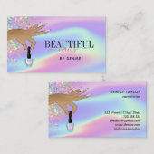 ホログラフィックネイルサロン女性手爪、 ネイル技術者 名刺 (正面/裏面)