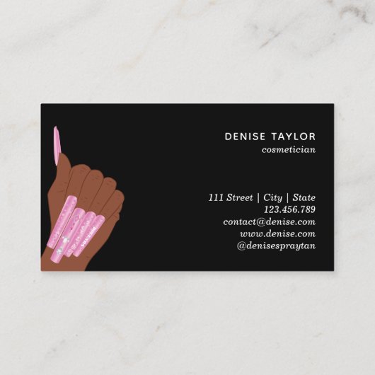 ホログラフィックネイルサロン女性手爪、 ネイル技術者 名刺 (裏面)