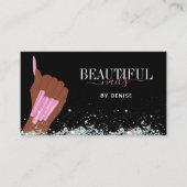 ホログラフィックネイルサロン女性手爪、 ネイル技術者 名刺 (正面)