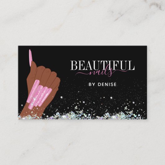 ホログラフィックネイルサロン女性手爪、 ネイル技術者 名刺 (正面)