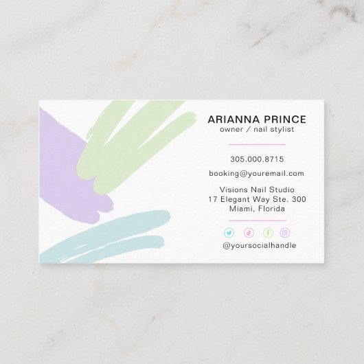 ホログラフィックネイルサロン |爪、 ネイル技術 |爪、 ネイルスタイリスト 名刺 (裏面)