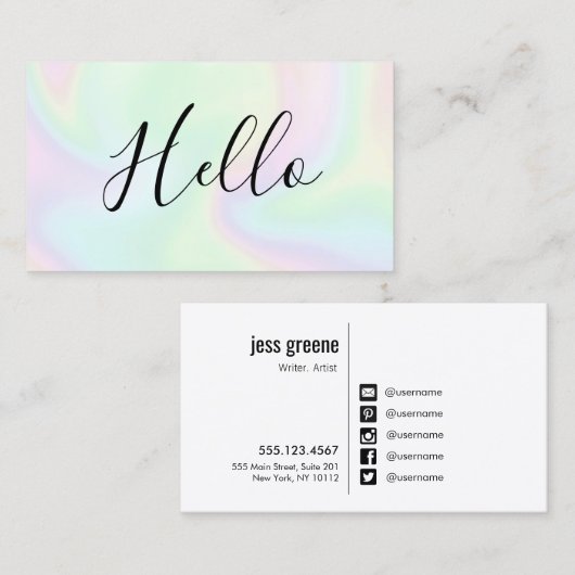 ホログラフィックハローソーシャルメディアのアイコンネットワーク 名刺 (正面/裏面)