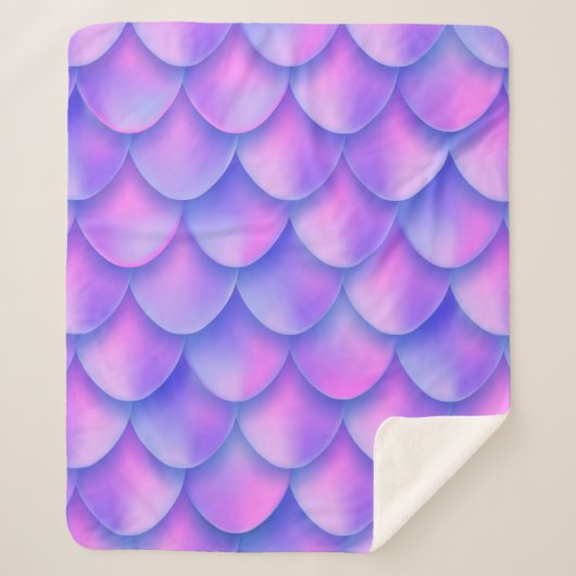 ホログラフィックバイオレットマーメイド尾翼テクスチャ効果 シェルパブランケット (正面)