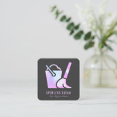 ホログラフィックバケット箒掃除機清掃サービス スクエア名刺 (スタンド正面)