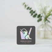 ホログラフィックバケット箒掃除機清掃サービス スクエア名刺 (スタンド正面)