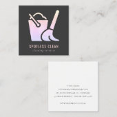 ホログラフィックバケット箒掃除機清掃サービス スクエア名刺 (正面/裏面)