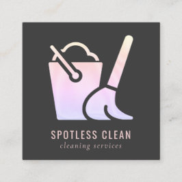 ホログラフィックバケット箒掃除機清掃サービス スクエア名刺