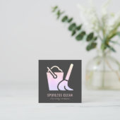 ホログラフィックバケット箒掃除機清掃サービス スクエア名刺 (スタンド正面)