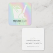 ホログラフィックバケット箒掃除機清掃サービス スクエア名刺 (正面/裏面)