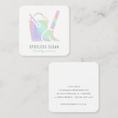 ホログラフィックバケット箒掃除機清掃サービス スクエア名刺 (正面/裏面)