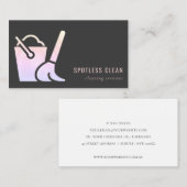 ホログラフィックバケット箒掃除機清掃サービス 名刺 (正面/裏面)