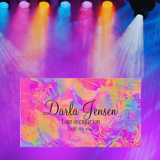 ホログラフィックバックグラウンモダンドエレガントスクリプト 名刺