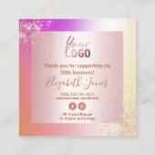 ホログラフィックバラ金ゴールド命令カードの使い方 スクエア名刺 (裏面)