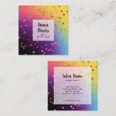 ホログラフィックバラ金ゴールド紙吹雪ネイリスト スクエア名刺 (正面/裏面)