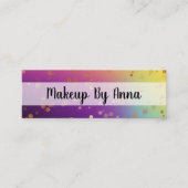 ホログラフィックバラ金ゴールド紙吹雪化粧アーティスト スキニー名刺 (正面)