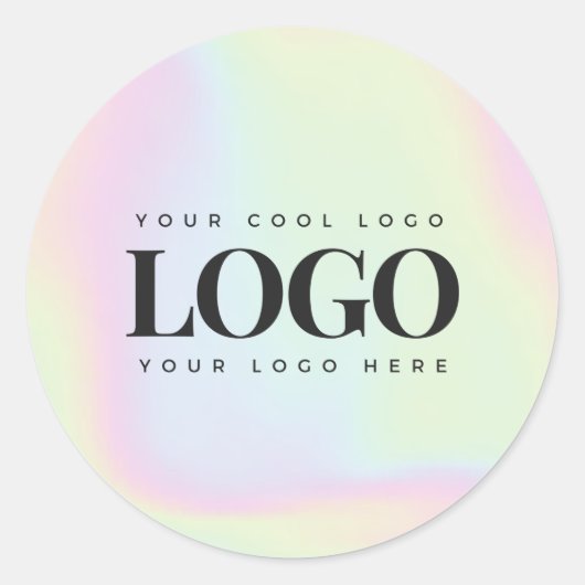 ホログラフィックパステルカスタムビジネス矩形ロゴ ラウンドシール (正面)