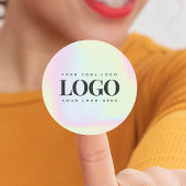 ホログラフィックパステルカスタムビジネス長方形ロゴ ラウンドシール