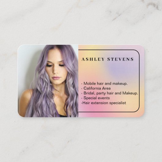 ホログラフィックパステルソーシャルメディアQRコードフォトロゴ 名刺 (裏面)