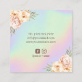 ホログラフィックパステルフローラメイクアップアーティストヘアサロン スクエア名刺 (裏面)
