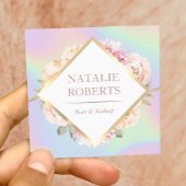 ホログラフィックパステルフローラメイクアップアーティストヘアサロン スクエア名刺