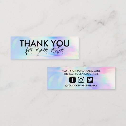 ホログラフィックパステルメディア挿入ミニ名刺 スキニー名刺 (正面/裏面)