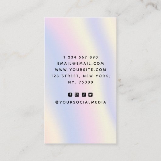 ホログラフィックパステルレインボーあなたのロゴとQRコードを追加 名刺 (裏面)