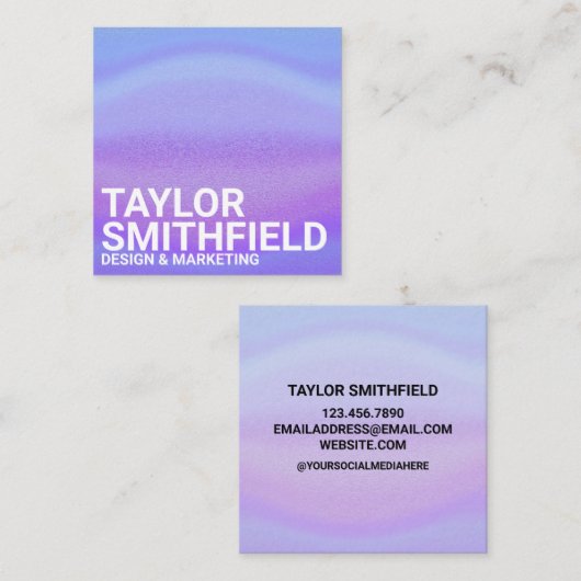 ホログラフィックパープルカラーシフト スクエア名刺 (正面/裏面)