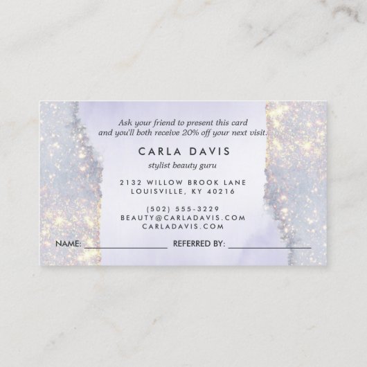 ホログラフィックパープルグリッターラグジュアリーグラムイリジッド 紹介カード (裏面)