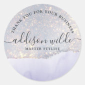 ホログラフィックパープルグリッターラグジュアリーグラムサンキュー ラウンドシール (正面)