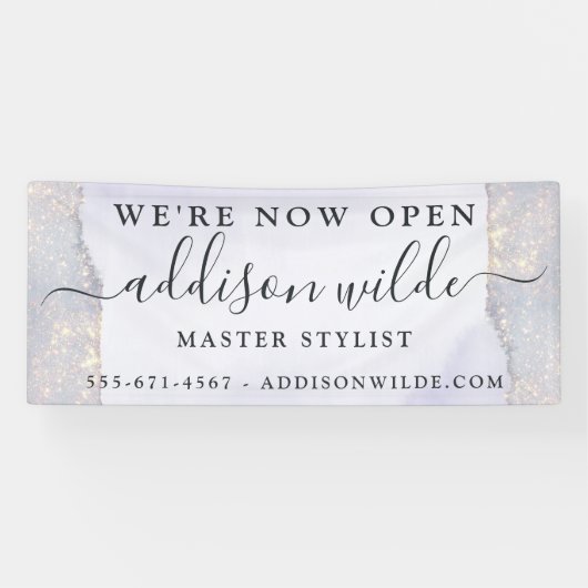 ホログラフィックパープルグリッターラグジュアリーグラムビジネス 横断幕 (横)