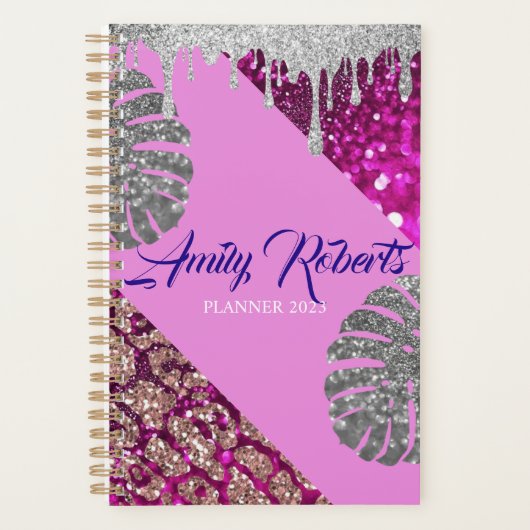 ホログラフィックパープルグリッターラグジュアリーグラムプランナー プランナー手帳 (正面)