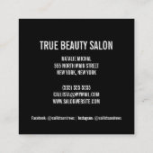 ホログラフィックパープルグリッターラグジュアリーグラムヘアスタイリスト スクエア名刺 (裏面)