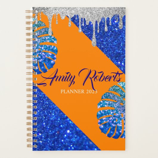 ホログラフィックパープルグリッターラグジュアリーグラム プランナー手帳 (正面)