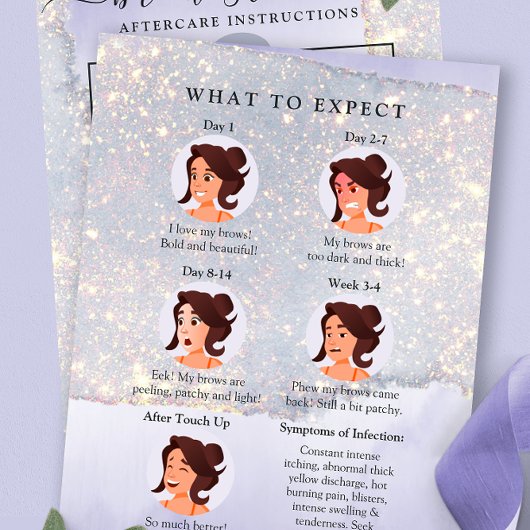 ホログラフィックパープルグリッターラグジュアリーPMUアフターケア 名刺