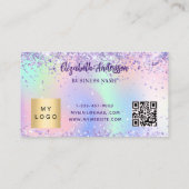 ホログラフィックパープルピンクのqrコードロ企業のゴ ロイヤリティカード (裏面)