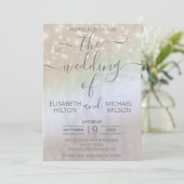 ホログラフィックパール輝くロマンチックなトレンディー 招待状 (スタンド正面)