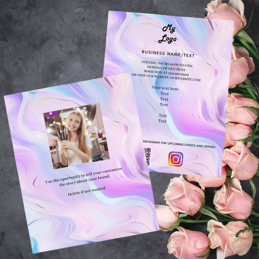 ホログラフィックピンクのフォトインスタグラムロゴQRプロモーション