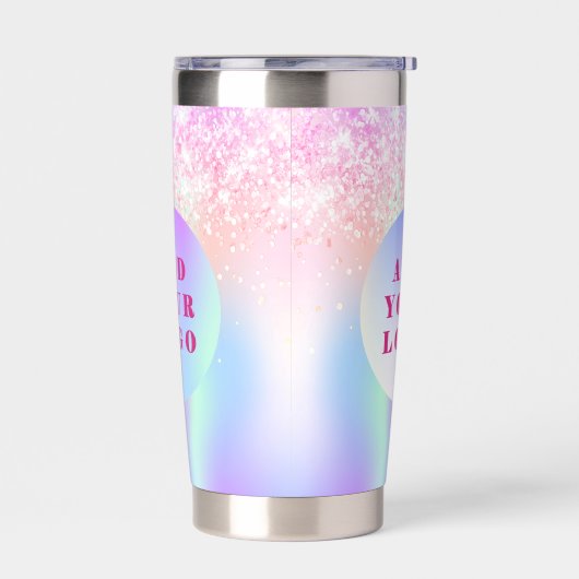 ホログラフィックピンクのロゴビジネス 保温保冷タンブラー (左面)