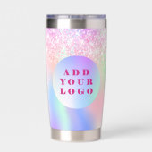 ホログラフィックピンクのロゴビジネス 保温保冷タンブラー (背面)