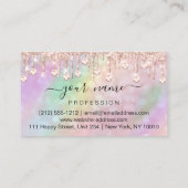 ホログラフィックピンクのローズドリップスメイクアップアーティスト 名刺 (裏面)
