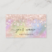 ホログラフィックピンクのローズドリップスメイクアップアーティスト 名刺 (正面)