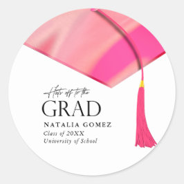ホログラフィックピンクの卒業式への脱帽金ゴールド ラウンドシール