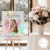 ホログラフィックピンクの天使の翼のメモリアルサイン ポスター